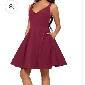Xscape Wine Sleeveless Mini Dress